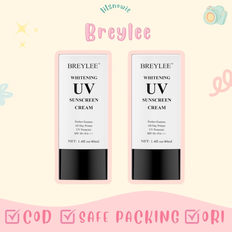 【BPOM】READY BREYLEE UV Sunscreen Cream Whitening Krim Tabir Surya SPF 50++ Pelindung Wajah dari Sinar Matahari whitening Anti-Aging 1.4floz/40ml