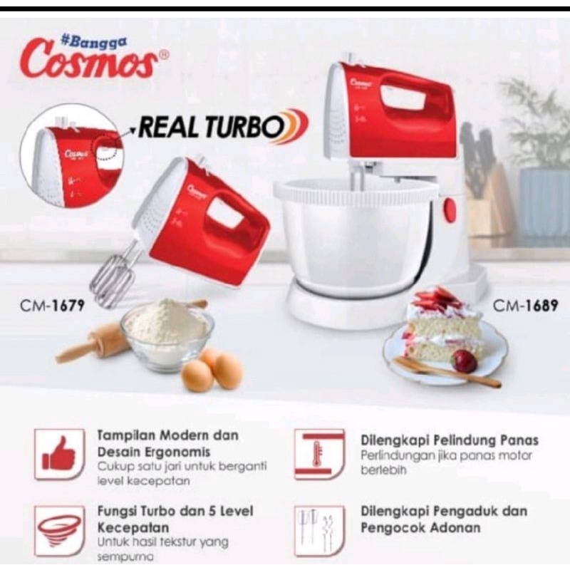 Mixer cosmos Mangkok CM 1689 MIXERCOM Stand mixer cosmos CM1689