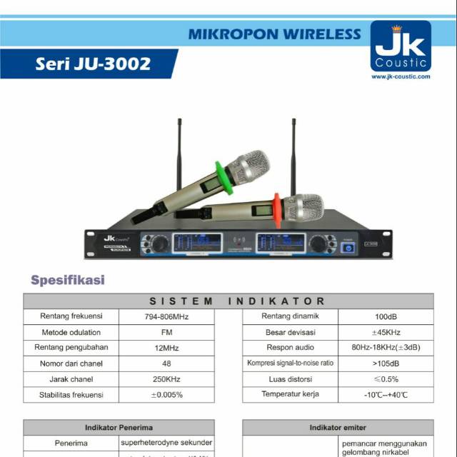mic wireles jk coustik srri JU 3002