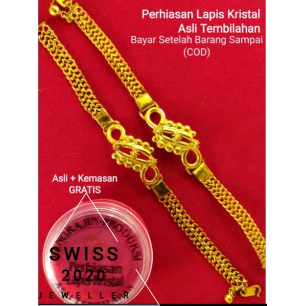 gelang emas lapis kristal 24k