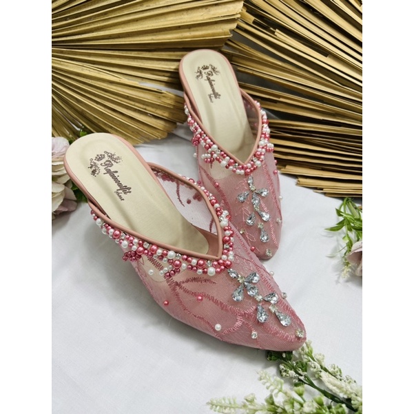 RAFAIZOUtfit sepatu wanita wedding shoes sepatu tamaia dustypink 7cm hak kaca