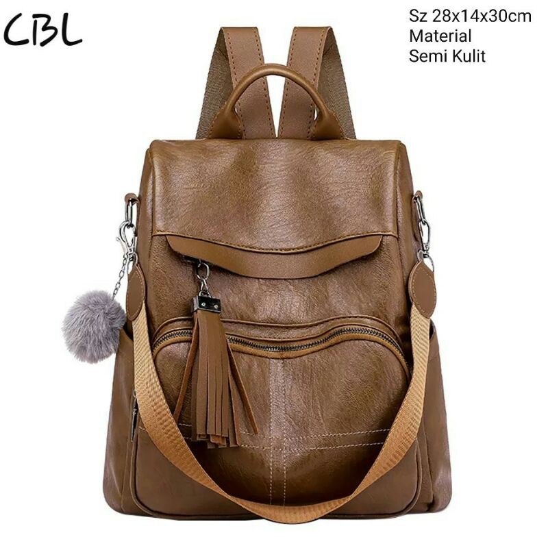 Rully68_Tas Ransel Wanita CBL LOMCEM FREE POMPOM /Tas murah /bisa di bayar di tempat COD