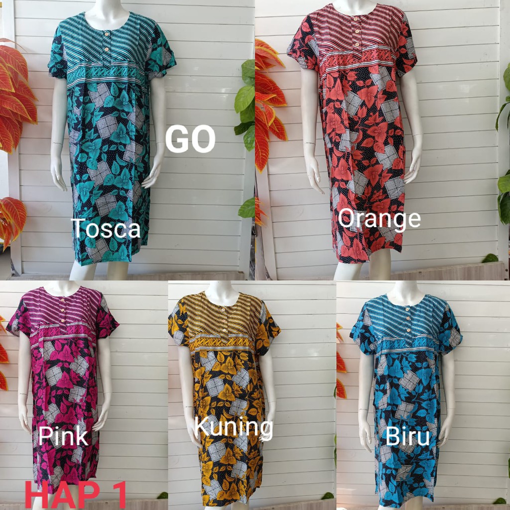 gof DASTER BATIK HAP Busui Daster Lengan Pendek Baju Tidur Dress Sehari-Hari