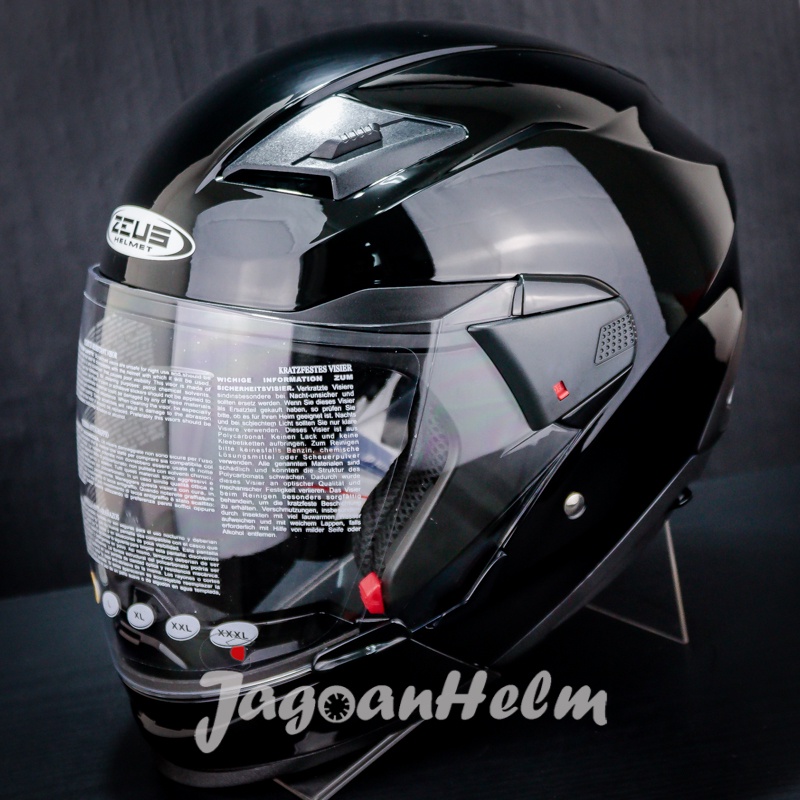 ZEUS HELM ZS611C SOLID | BLACK METALIC |  ZS 611C | ZS-611C | Double Visor-1