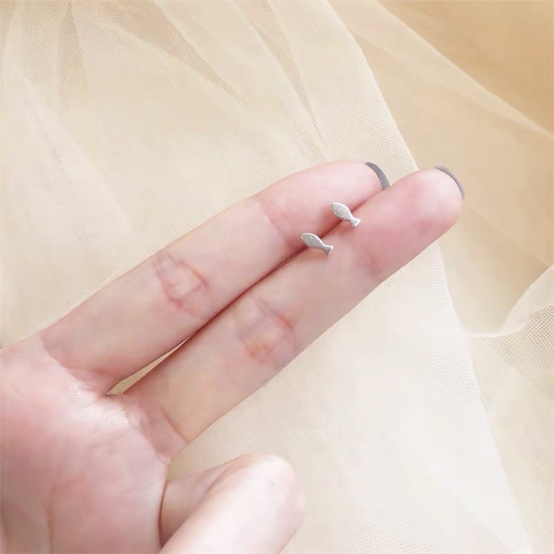 We Flower S925 Silver Geometric Deer Antler Fish Butterfly Stud Earrings for Women Girls-type N silver