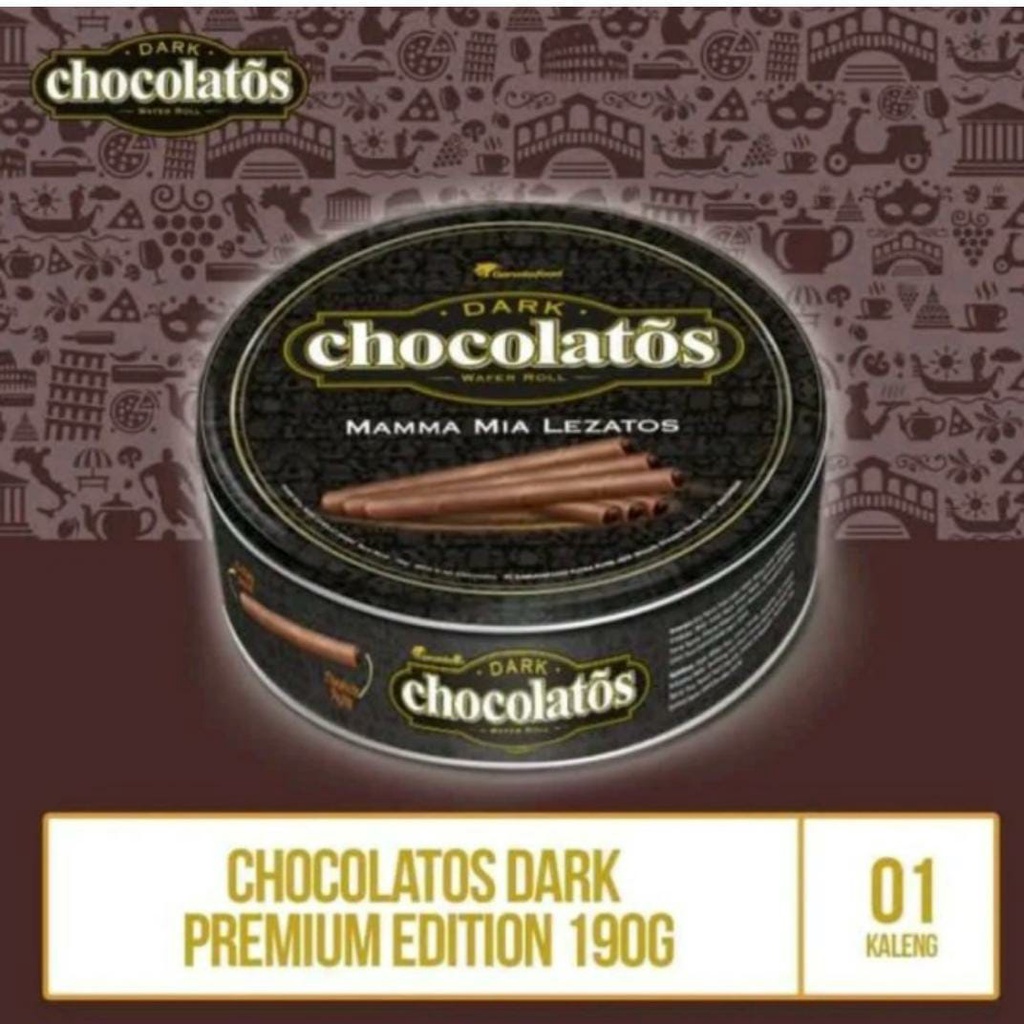 

Chocolatos Dark Wafer Roll 190gr kaleng