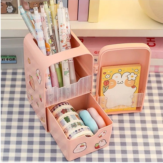 [randomstuff] Kotak Pensil Bentuk Kulkas Unik Serbaguna Dengan Laci Kotak Pena Cute Fridge Penholder Berkualitas Korean Style Tempat Pensil Aesthetic Desk Decoration Stationary Kit-5