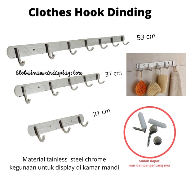 Jual Gantungan Baju Dinding Stainless Clothes Hook Gantungan Besi Kamar Mandi Shopee Indonesia