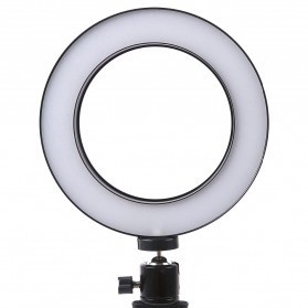 TaffSTUDIO Lampu Halo Ring Light LED Kamera 8W 6 Inch with Mini Tripod RL-19 White Grab Medan