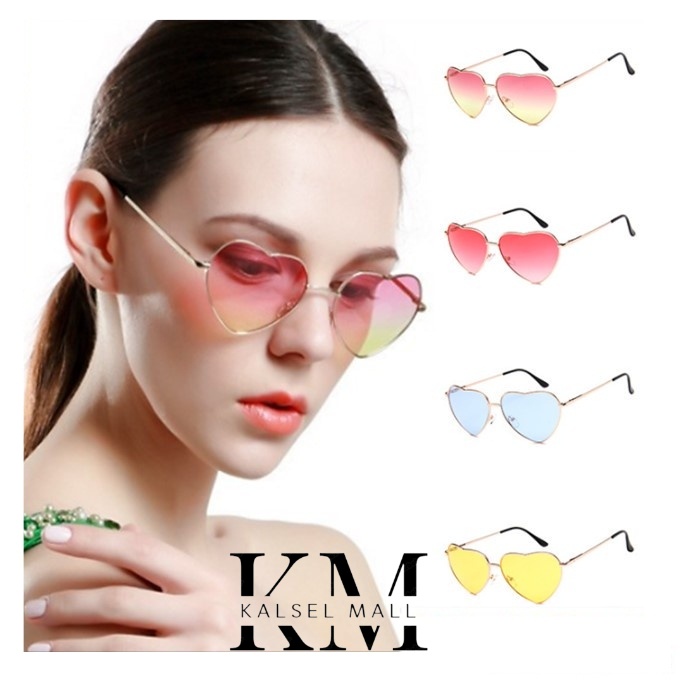 Kacamata Wanita Bentuk Love Hati Amor Fashion Korean Style Sunglasses Kaca Mata Hitam Warna Warni Anti Silau Sinar UV Matahari Kcamata Artis Selebgram Viral Tiktok Antiradiasi Polarised Cewek Perempuan KCH28