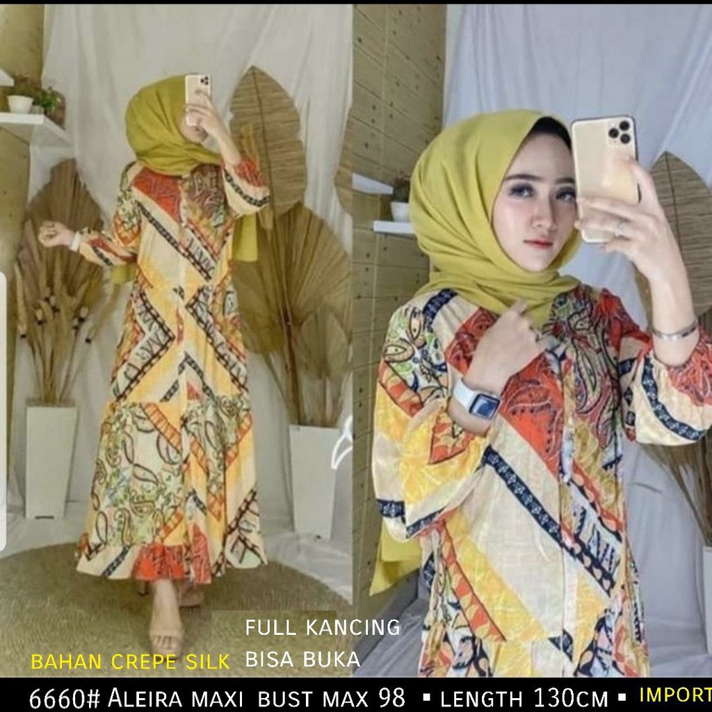 17wear Dress Gamis Wanita Muslim Terbaru 2021 IMPORT 6660 Aleira Fit S - L+