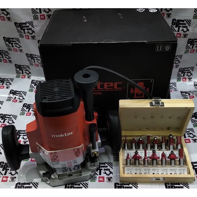 Paket Mesin Router Profil Trimmer Maktec MT free Router Bit Set 15pc