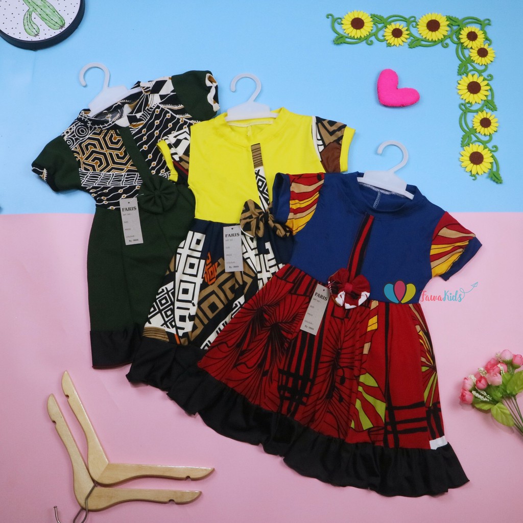 Dress Keisha uk 1-2 Tahun / Dres Lengan Anak Perempuan Baju Balita Gaun Pesta FashionKids Adem Murah