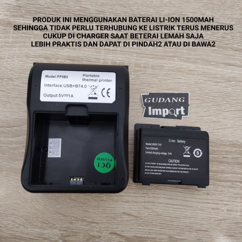 PRINTER BLUETOOTH BLUETUT BLOOTOTH PORTABLE THERMAL KASIR BARCODE LABEL BISA CETAK RESI 58MM