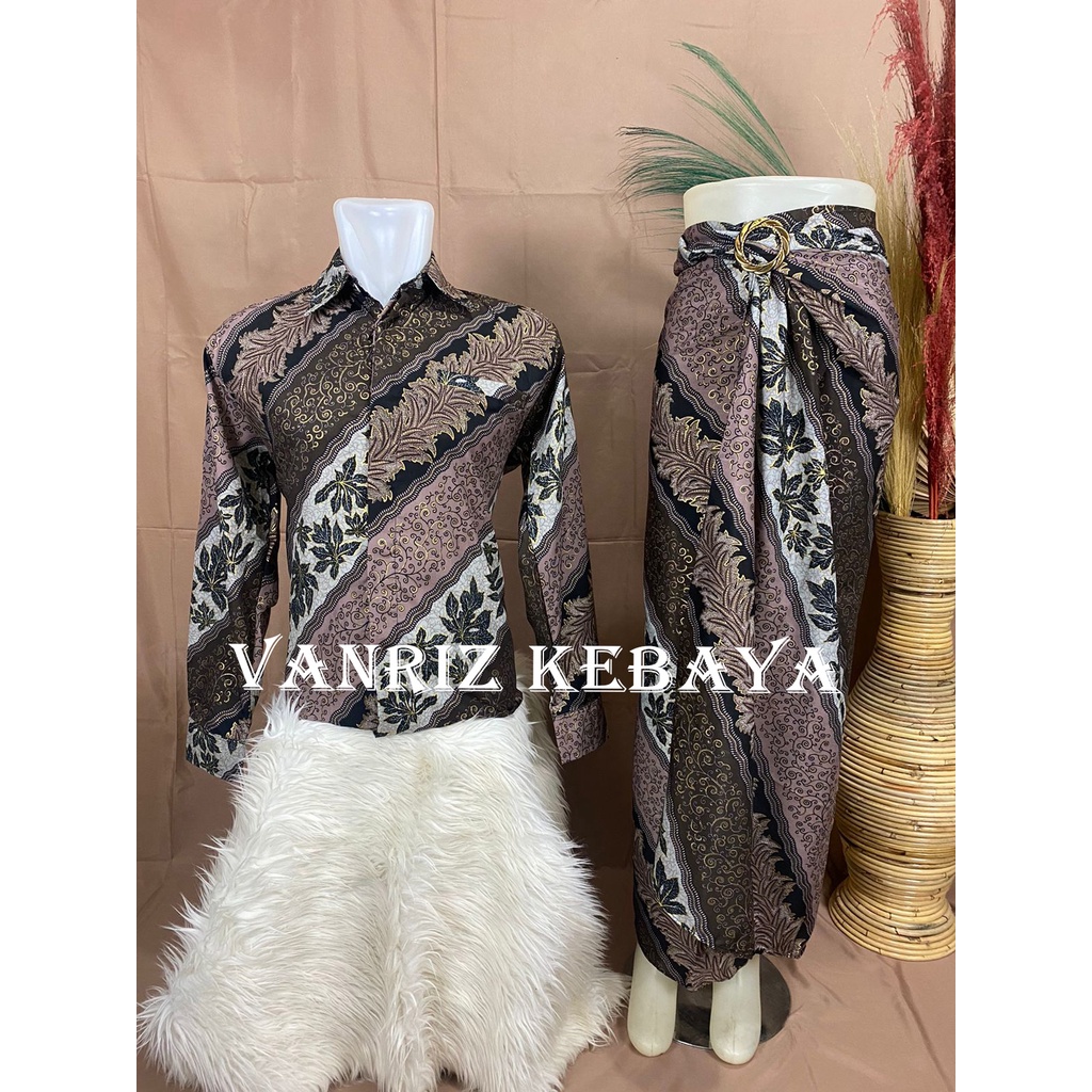 Vanriz Kebaya-Kemeja Batik Lengan Panjang Couple Rok Lilit