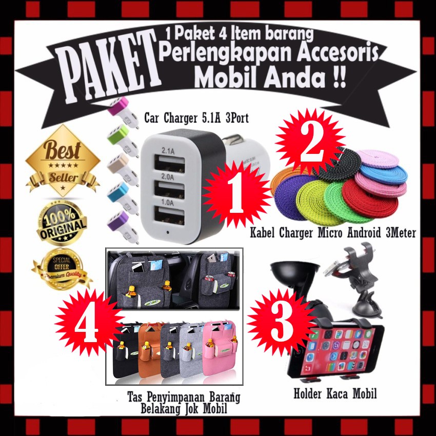 Paket Perlengkapan Accesories Mobil Anda - Langsung Dapat 4 Item Barang !! Paket Casan Mobil