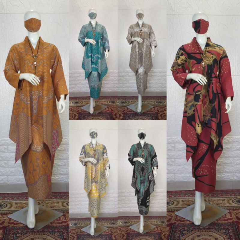 READY SETELAN BATIK WANITA / ROK INSTANT + BLOUSE ABAYA V - BATIK DOBY / SEMI SUTRA - KEBAYA MODERN