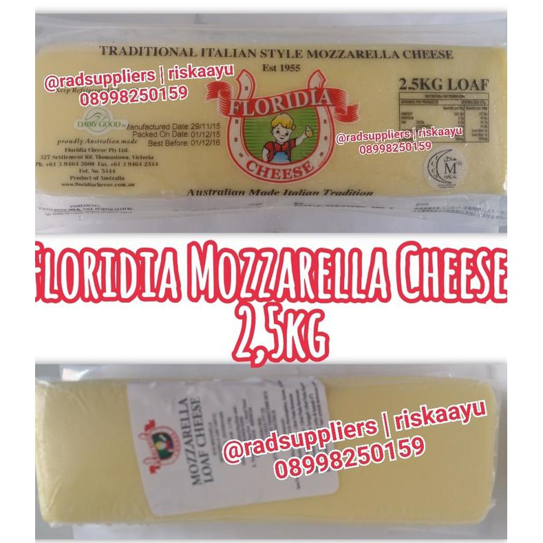 

ENAK Mozzarella Cheese Floridia 2,5kg, Import, Terbaik, Halal TERLEZAT