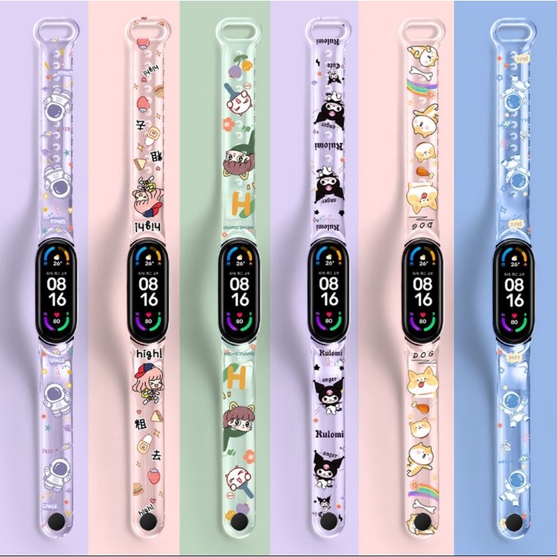 Strap Transparan 3/4/5/6 Mi Band 3 Mi Band 4 Mi Band 5 Mi Band 6 Tali Pengganti Motif Transparan