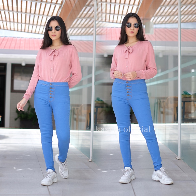 HIGHWAIST KANCING 5 // CELANA JEANS HIGH WAIST WANITA KANCING 5