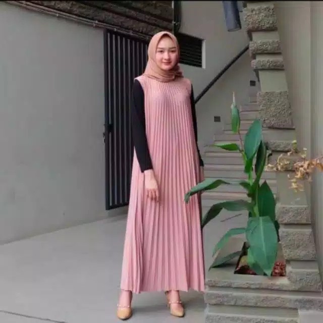 gamis plisket- gamis murah -gamis kekinian- gamis wanita-baju gamis-rok plisket