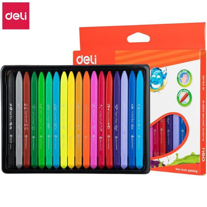 

TERLARIS Deli EC20010 School Crayon/Krayon - Plastic Crayon Triangle 18 Color