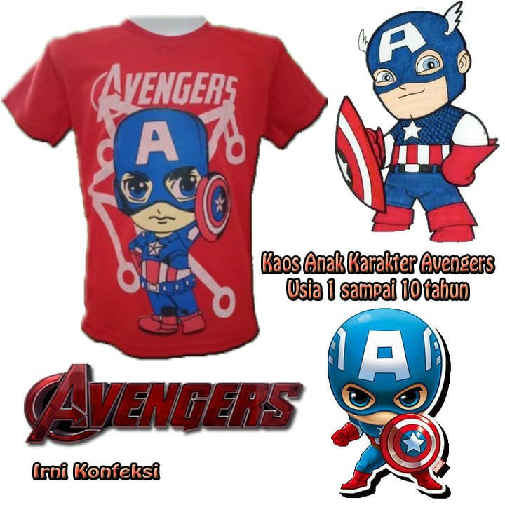 KAOS ANAK LAKI LAKI AVENGER UMUR 1-2-3-4-5-6-7-8-9-10-11-12 // ATASAN BAJU ANAK LAKI LAKI // GROSIR BAJU KAOS ANAK