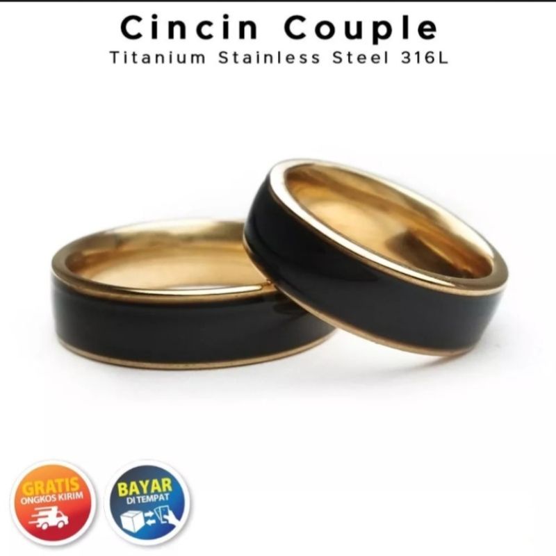 [COD] Cincin Titanium List Hitam Cincin Pria Dan Wanita