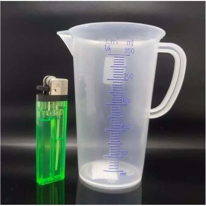 GELAS UKUR 250 ML TAKARAN 250 CC BAHAN PLASTIK TEBAL GREEN LEAF