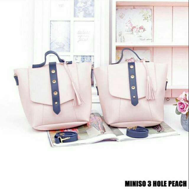 Tas Miniso Wanita warna pink dan peach