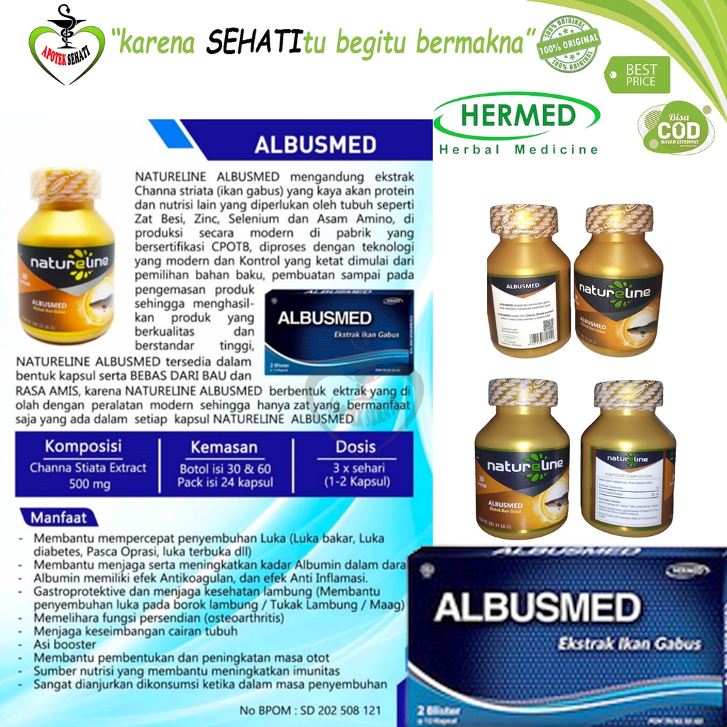 BPOM Natureline Albusmed Ekstrak Ikan Gabus Premium Mempercepat Penyembuhan Luka