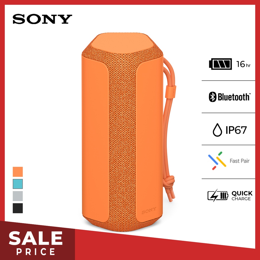 Speaker Sony SRS-XE200 X-Series Speaker Bluetooth Mega Bass Battery Up to 16h For Android &amp; IOS - Orange Portable Wireless Speaker