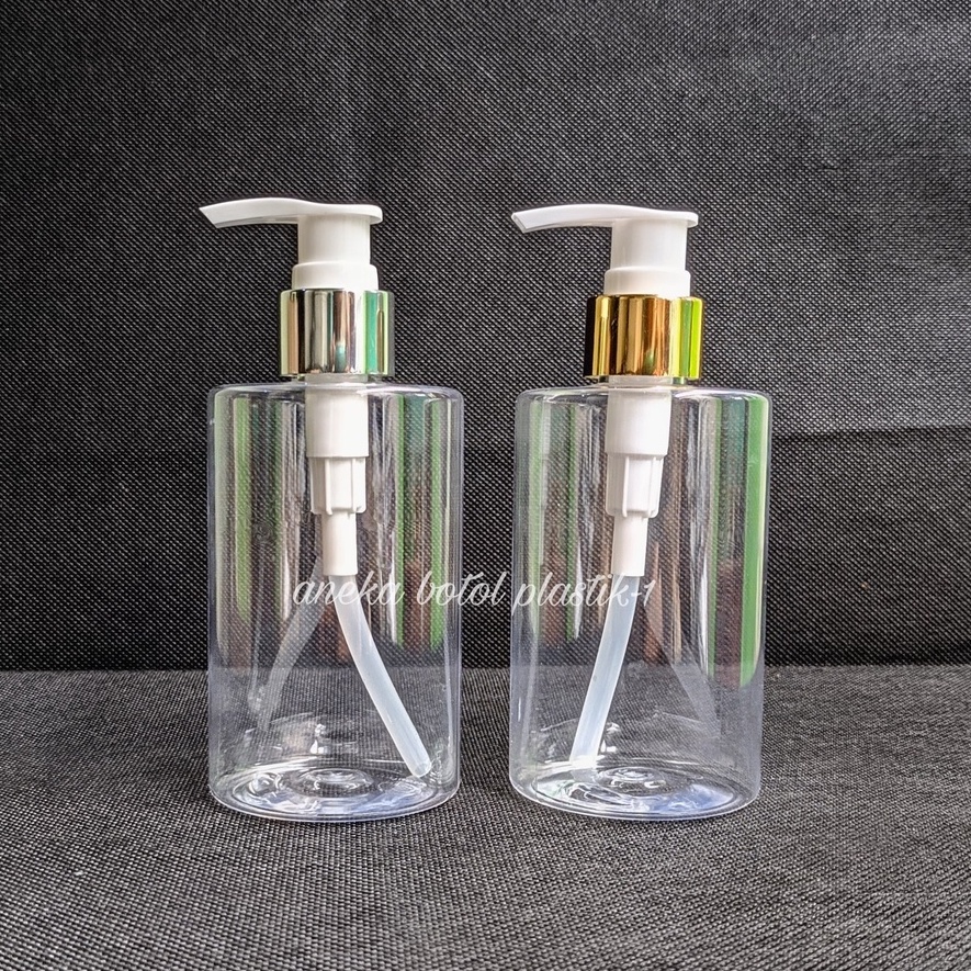 Botol Sabun Cair Pump 250ml Bening Pump Lotion Gold Silver / Botol Pump 250ml