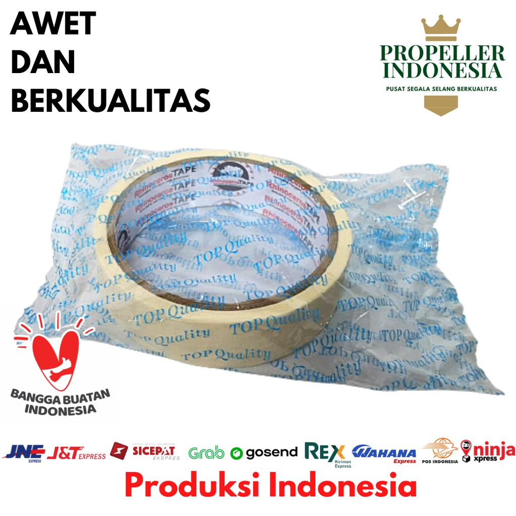 Lakban Kertas Masking Tape RHINOCEROS Tape Putih 24mm x 10m