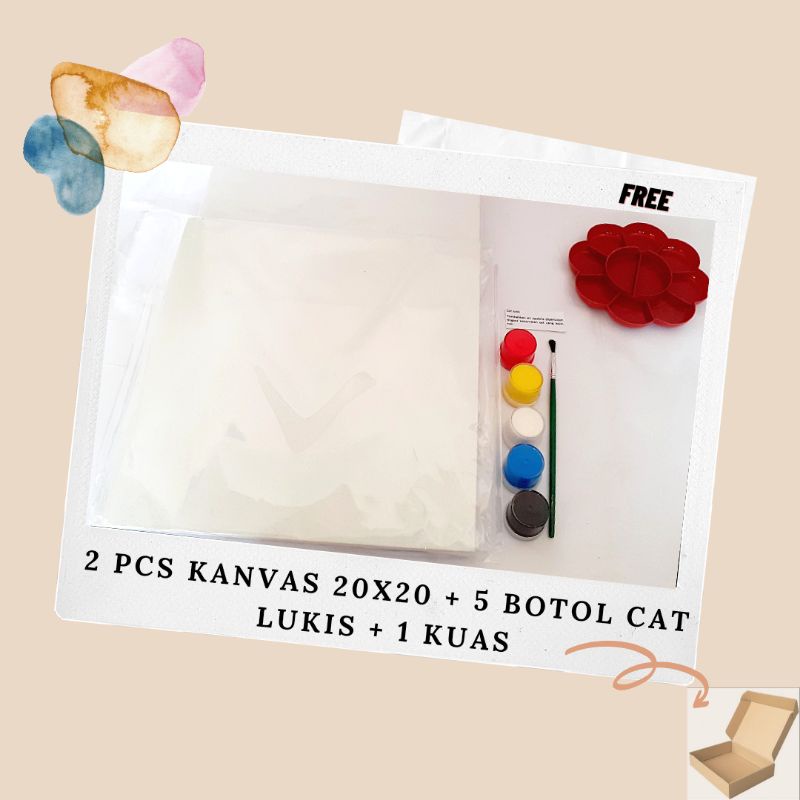 

paket melukis kanvas 20x20 dengan box