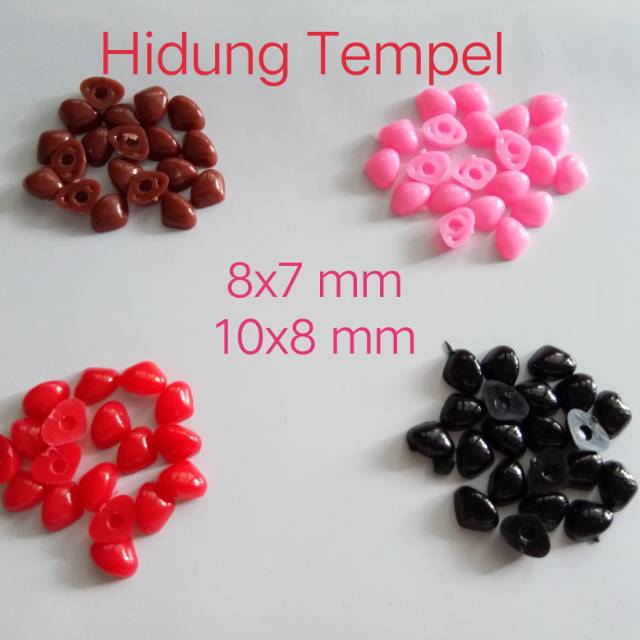 Hidung Boneka Tempel 8x7mm dan 10x8mm (10pcs)