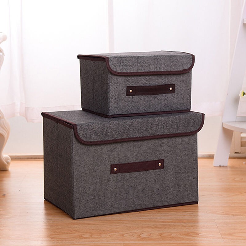 Perfin 1PCS folding with lid storage box dustproof portable boxclothing sundries storage box-Abu-abu