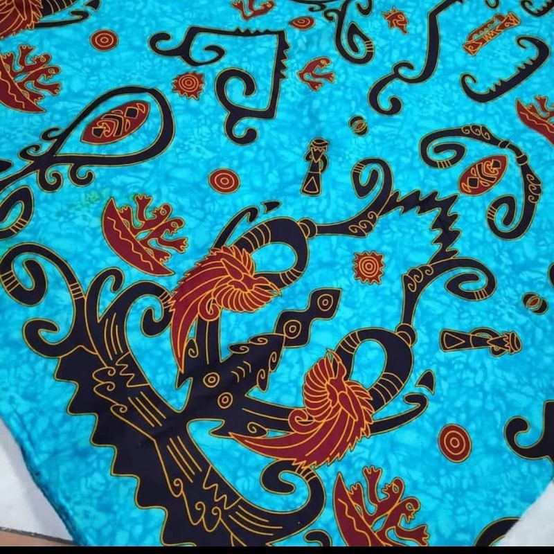 Kain Batik Primisima motif Papua Biru tosca