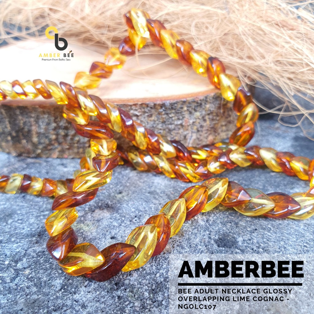 Kalung Amber Dewasa Premium Glossy Overlapping Lime Cognac NGOLC107 By Amber Bee