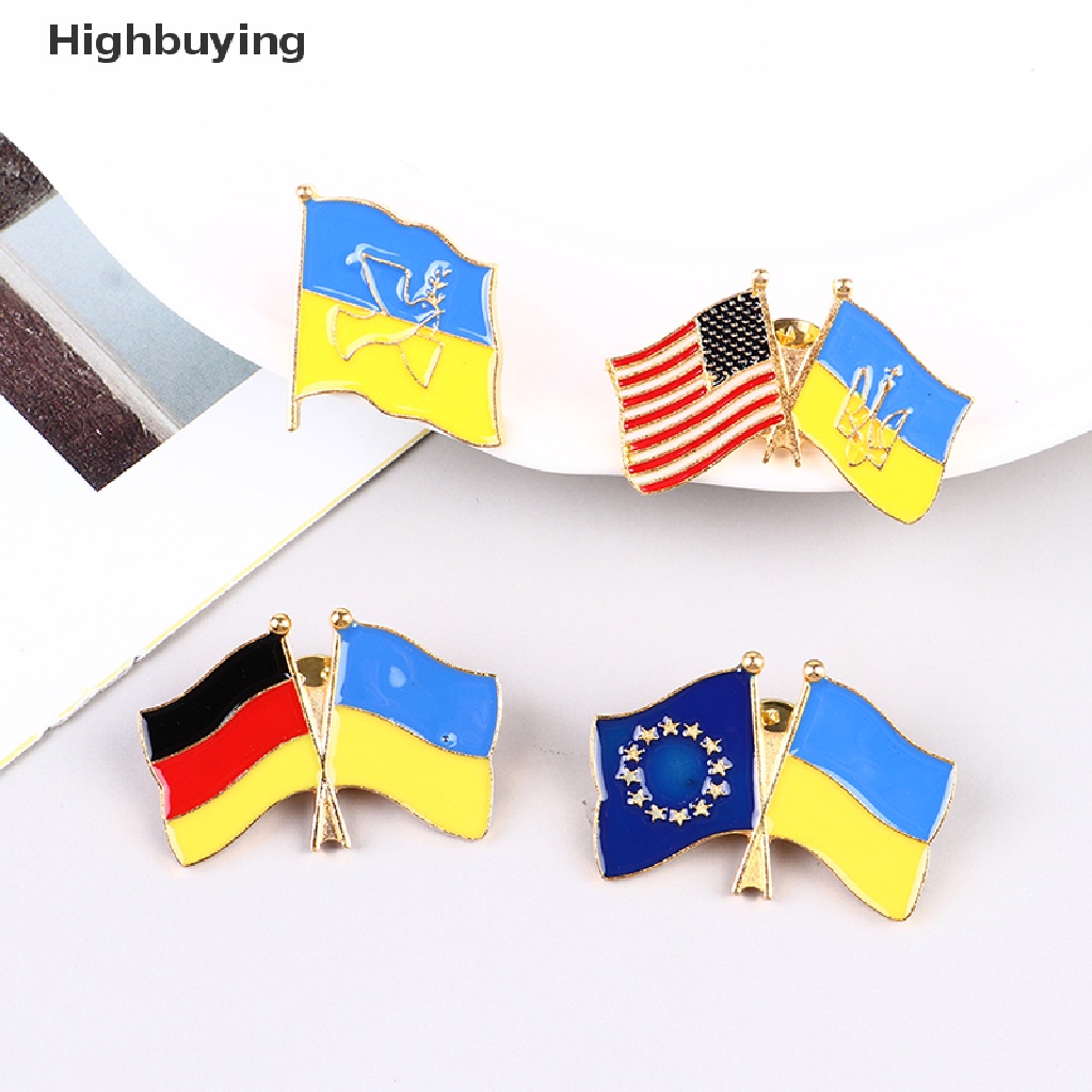 Hbid 1PC Bros Bentuk Bendera Ukrainian Bahan Metal Untuk Aksesoris Pakaian