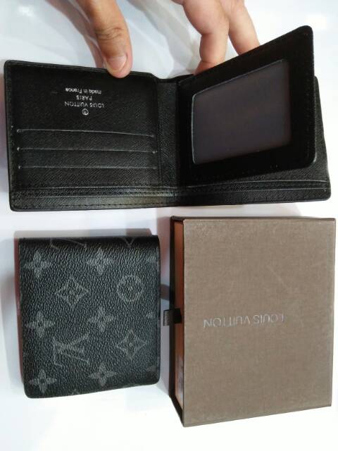 Dompet 60223 cowok mono hitam lipat pendek