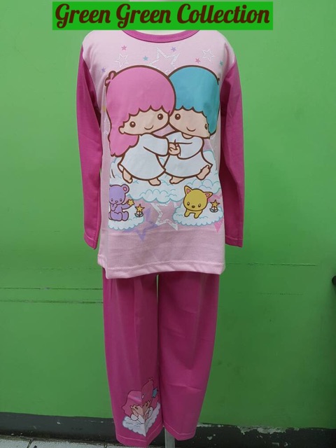 Baju Tidur/Piama/Piyama Kaos Anak Little Twin Stars Pink