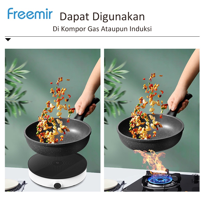 Wajan Penggorengan Aluminium Anti Lengket Serbaguna Awet Warna Hitam 20 cm / 24 cm Frying pan