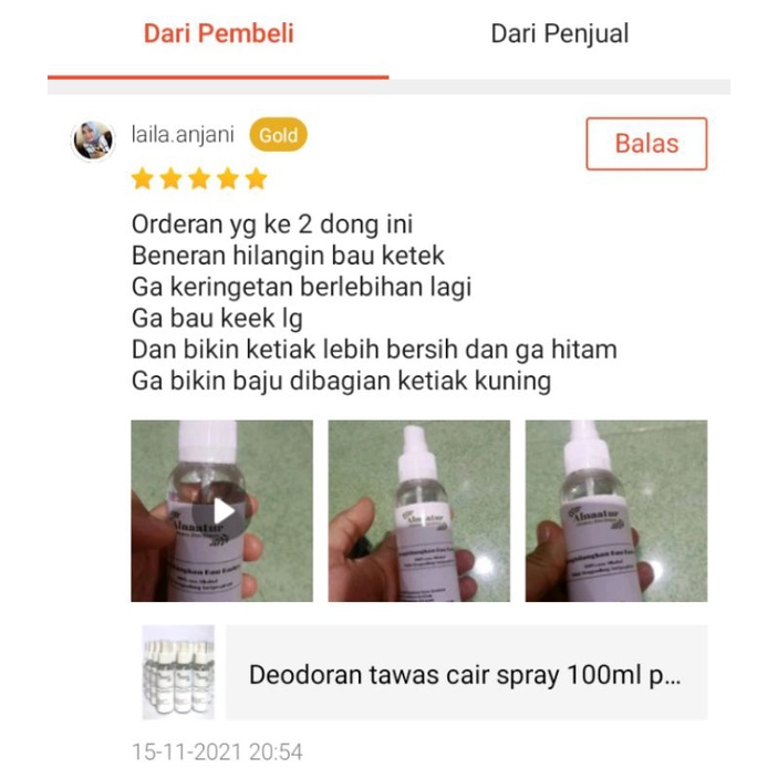 [Ready] Deodoran herbal tawas cair / Travel size 60ml