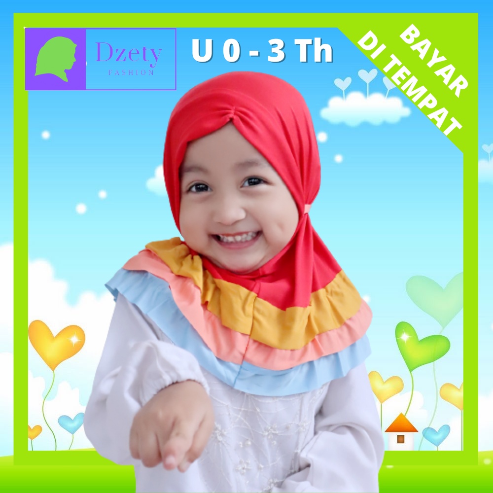 HOT PROMO Kerudung Anak Abel | Jilbab Anak Warna | Kerudung Anak Motif Lucu - 1-2 tahun, Salmon 810