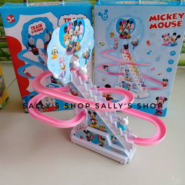 Mainan Anak Tangga Kereta Musik Lampu Mickey / Thomas