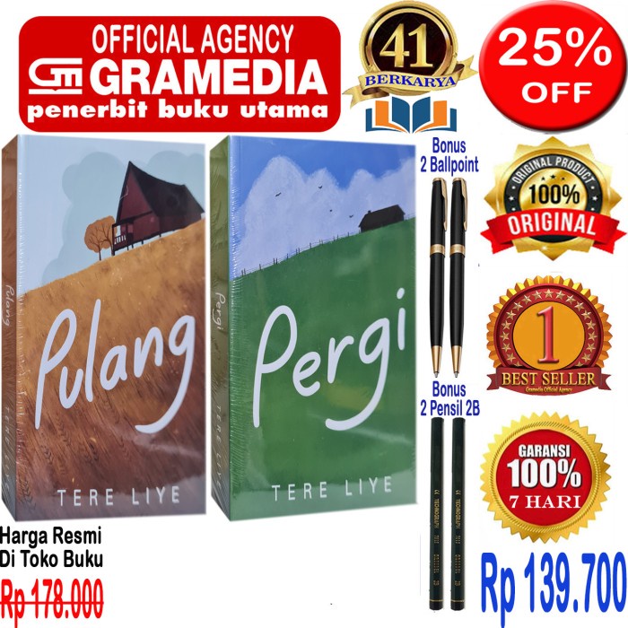 

HOT SALE!!! PAKET 2 BUKU TERE LIYE PULANG & PERGI - ORIGINAL & SEGEL - BESTSELLER TERLARIS