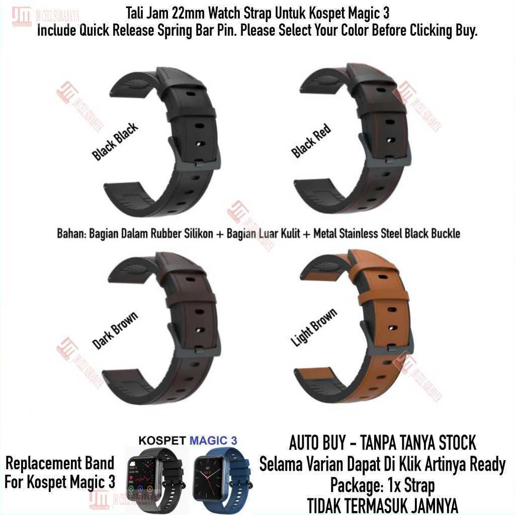 Hybrid Watch Strap Kospet Magic 3 - Tali Jam 22mm Rubber Black Buckle