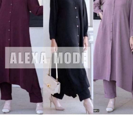 ❆ JUMBO NEW SETELAN LONG TUNIK POLOS JUMBO / SETCEL LONG CRINKLE AIRFLOW DIVYA POLOS FIT TO XXXL ➾