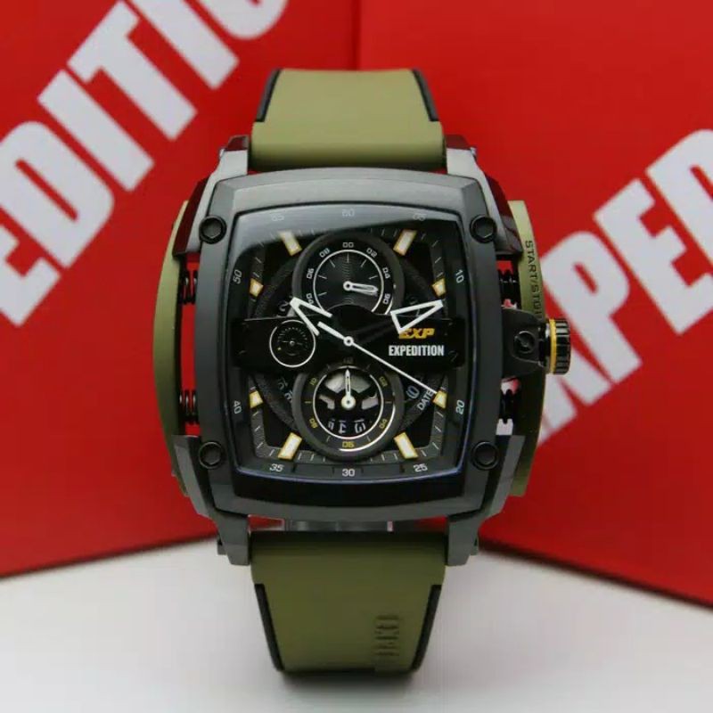 Jam Tangan Expedition E 3008 Tali Rubber Pria / Cowok Original